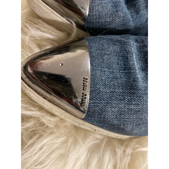 Miu Miu Denim Metal Toe Cap Sneakers - Picture 11 of 11